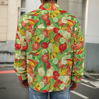 Vegan Pattern Print Men's Shirt Jacket