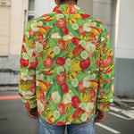 Vegan Pattern Print Men's Shirt Jacket