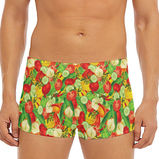 Vegan Pattern Print Men's Short Boxer Briefs