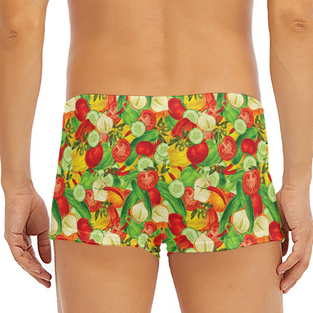 Vegan Pattern Print Men's Short Boxer Briefs
