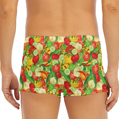 Vegan Pattern Print Men's Short Boxer Briefs
