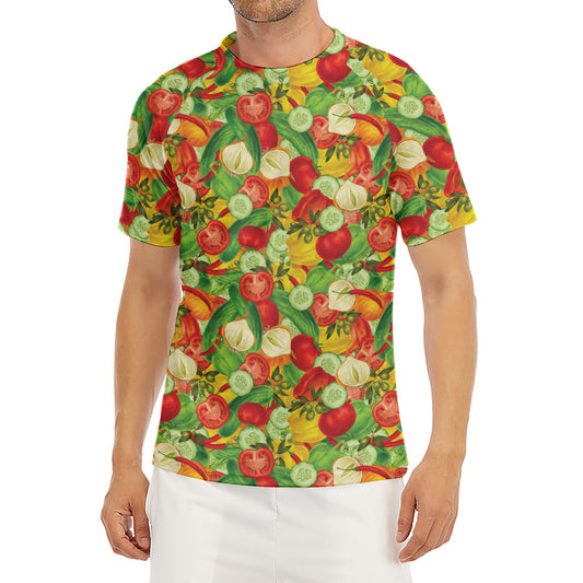 Vegan Pattern Print Men's Short Sleeve Rash Guard