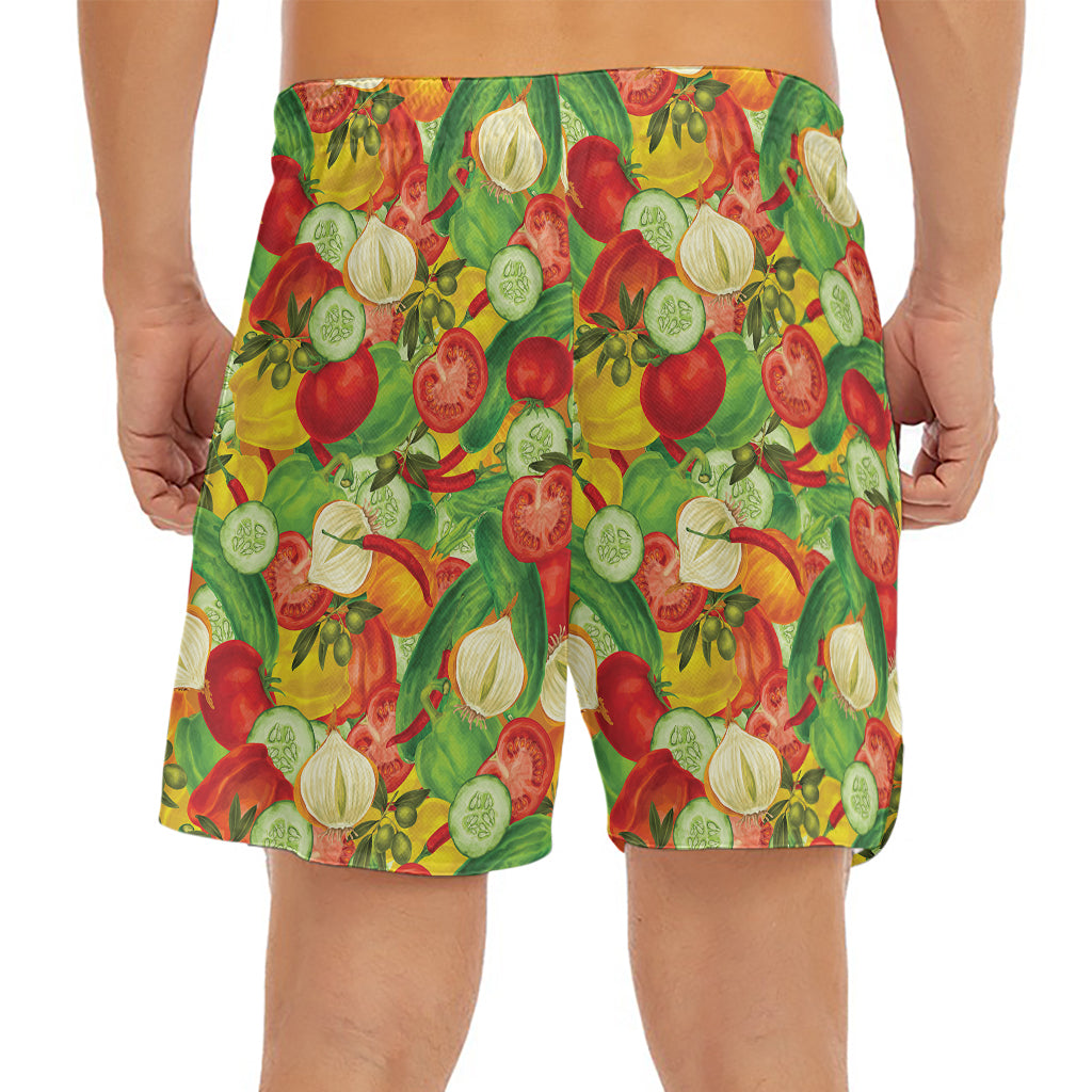 Vegan Pattern Print Men's Split Running Shorts