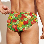 Vegan Pattern Print Men's Swim Briefs