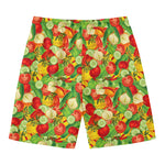 Vegan Pattern Print Men's Swim Trunks