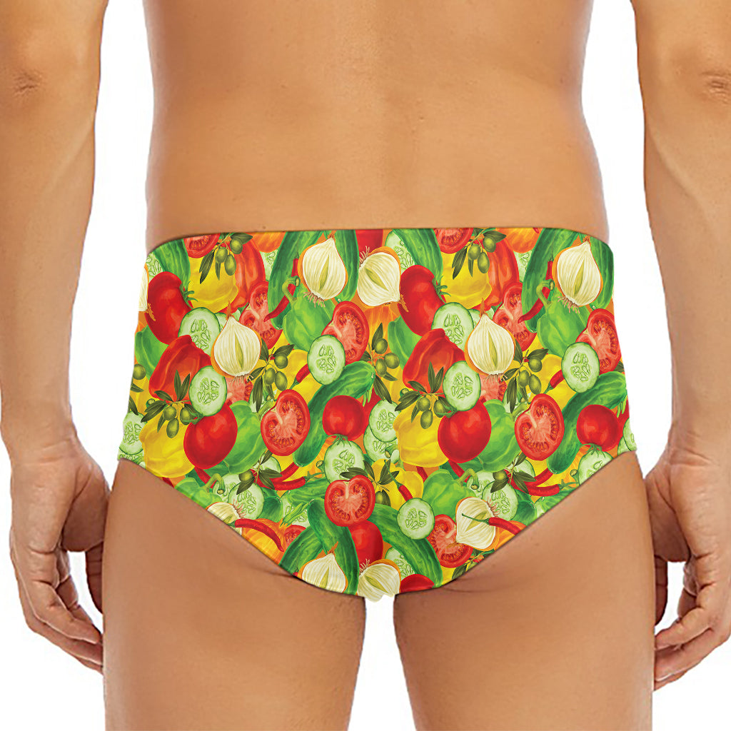 Vegan Pattern Print Men's Triangle Swim Briefs