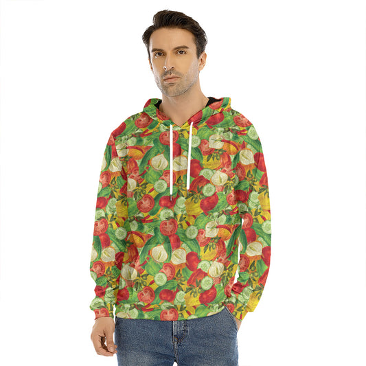 Vegan Pattern Print Men's Velvet Pullover Hoodie