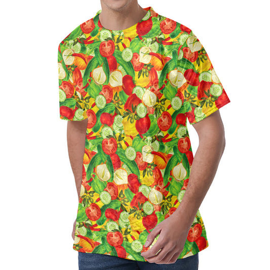 Vegan Pattern Print Men's Velvet T-Shirt