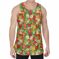 Vegan Pattern Print Men's Velvet Tank Top