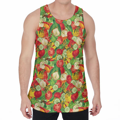 Vegan Pattern Print Men's Velvet Tank Top