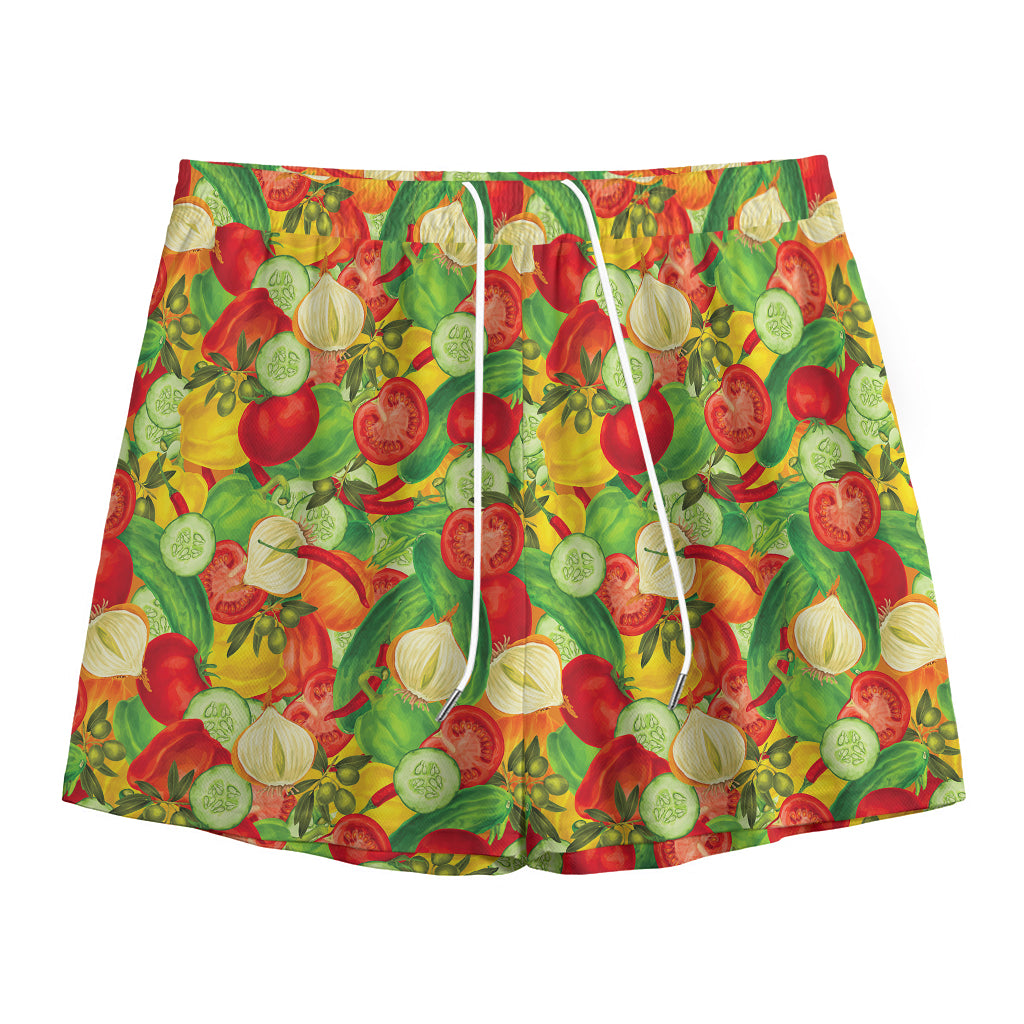 Vegan Pattern Print Mesh Shorts
