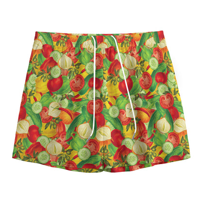 Vegan Pattern Print Mesh Shorts