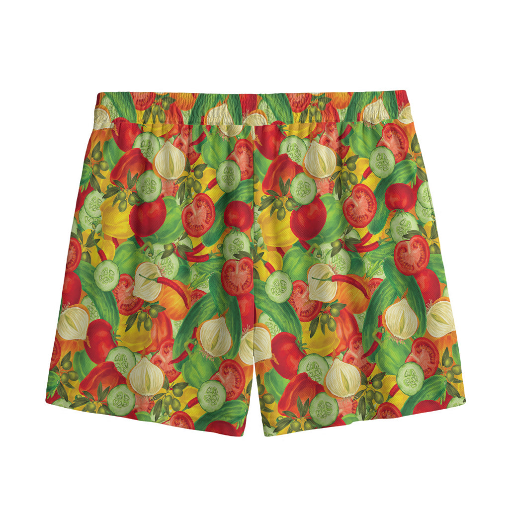 Vegan Pattern Print Mesh Shorts