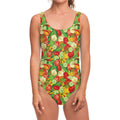 Vegan Pattern Print One Piece Swimsuit