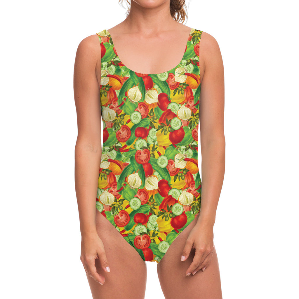 Vegan Pattern Print One Piece Swimsuit
