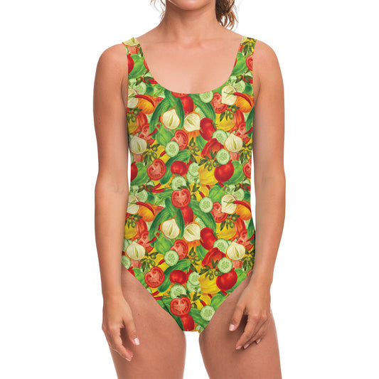 Vegan Pattern Print One Piece Swimsuit