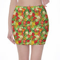Vegan Pattern Print Pencil Mini Skirt