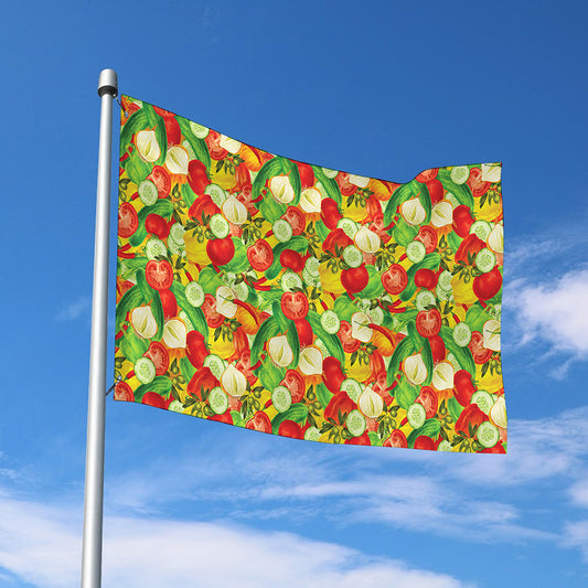 Vegan Pattern Print Polyester Flag