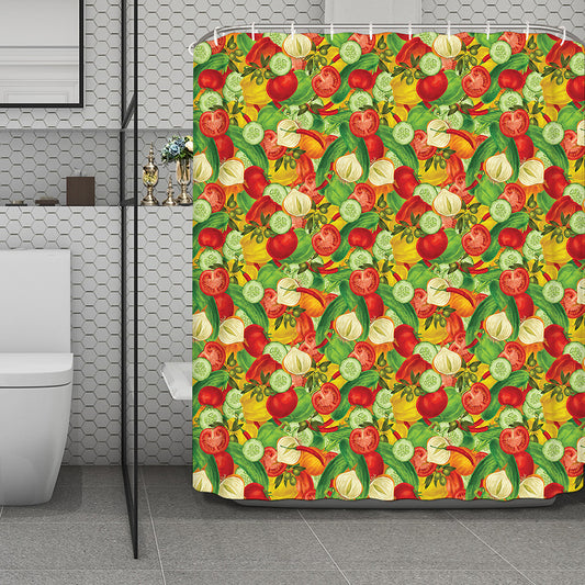 Vegan Pattern Print Polyester Shower Curtain