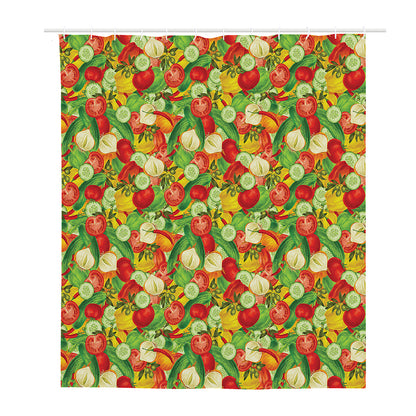 Vegan Pattern Print Polyester Shower Curtain