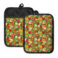 Vegan Pattern Print Pot Holders With Pocket