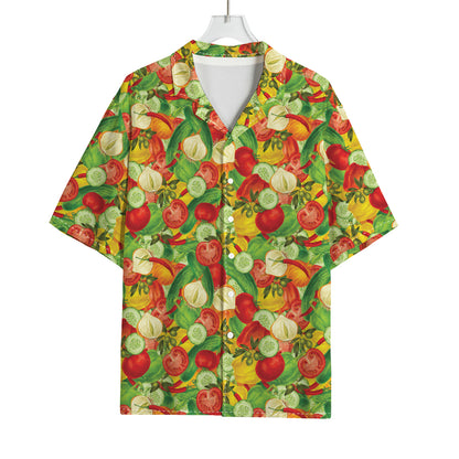 Vegan Pattern Print Rayon Hawaiian Shirt