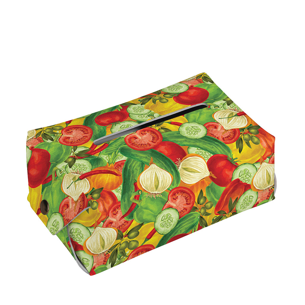 Vegan Pattern Print Rectangle Tissue Box Cover