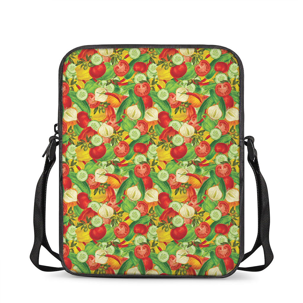 Vegan Pattern Print Rectangular Crossbody Bag