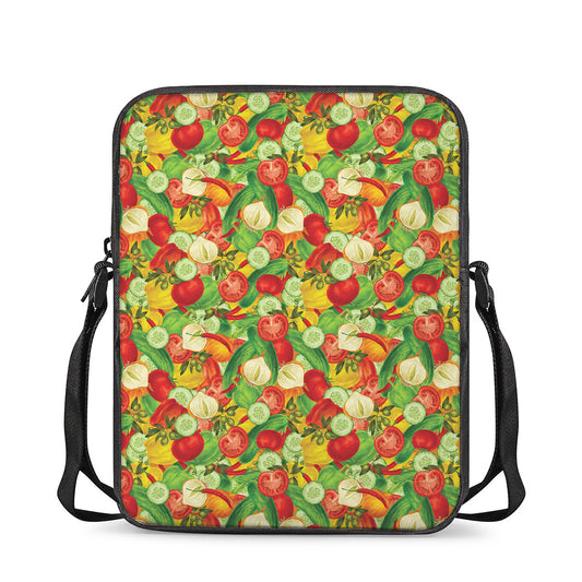 Vegan Pattern Print Rectangular Crossbody Bag
