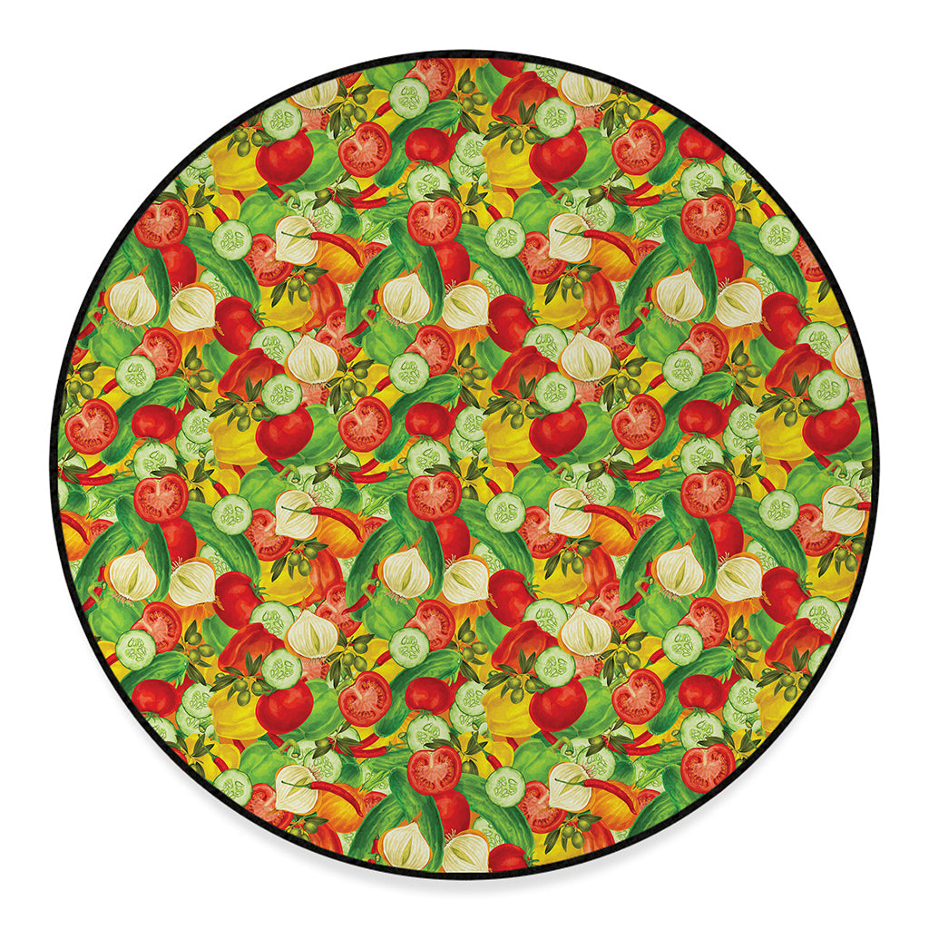 Vegan Pattern Print Round Floor Mat