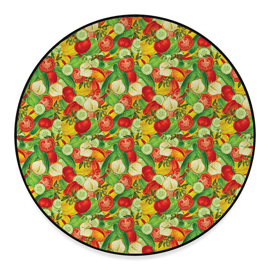 Vegan Pattern Print Round Floor Mat