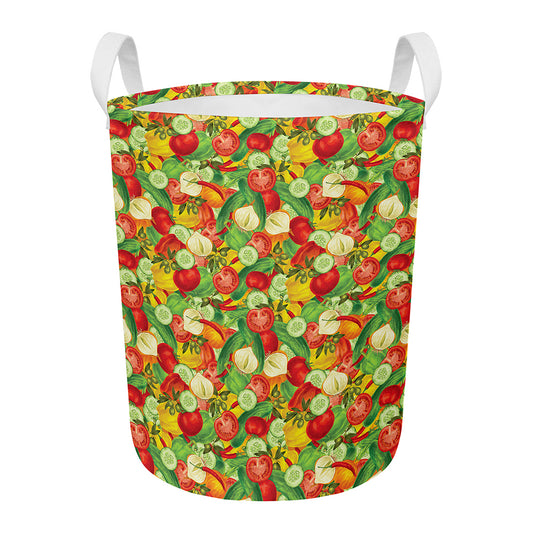 Vegan Pattern Print Round Laundry Basket