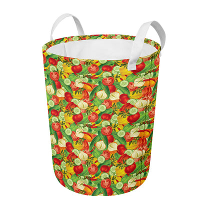 Vegan Pattern Print Round Laundry Basket