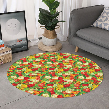 Vegan Pattern Print Round Rug