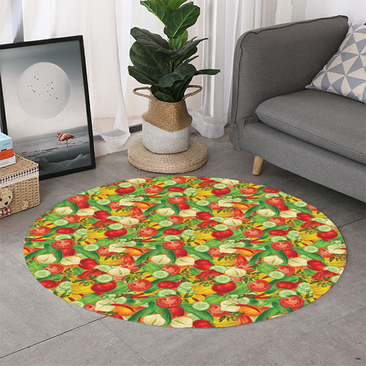 Vegan Pattern Print Round Rug