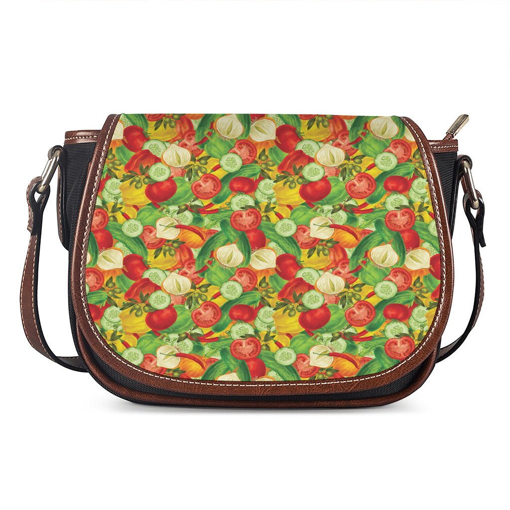 Vegan Pattern Print Saddle Bag