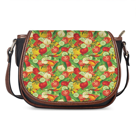 Vegan Pattern Print Saddle Bag