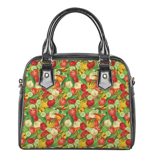 Vegan Pattern Print Shoulder Handbag