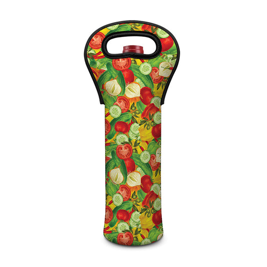 Vegan Pattern Print Single Neoprene Wine Tote