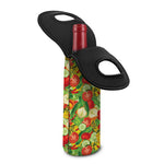 Vegan Pattern Print Single Neoprene Wine Tote