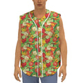 Vegan Pattern Print Sleeveless Baseball Jersey