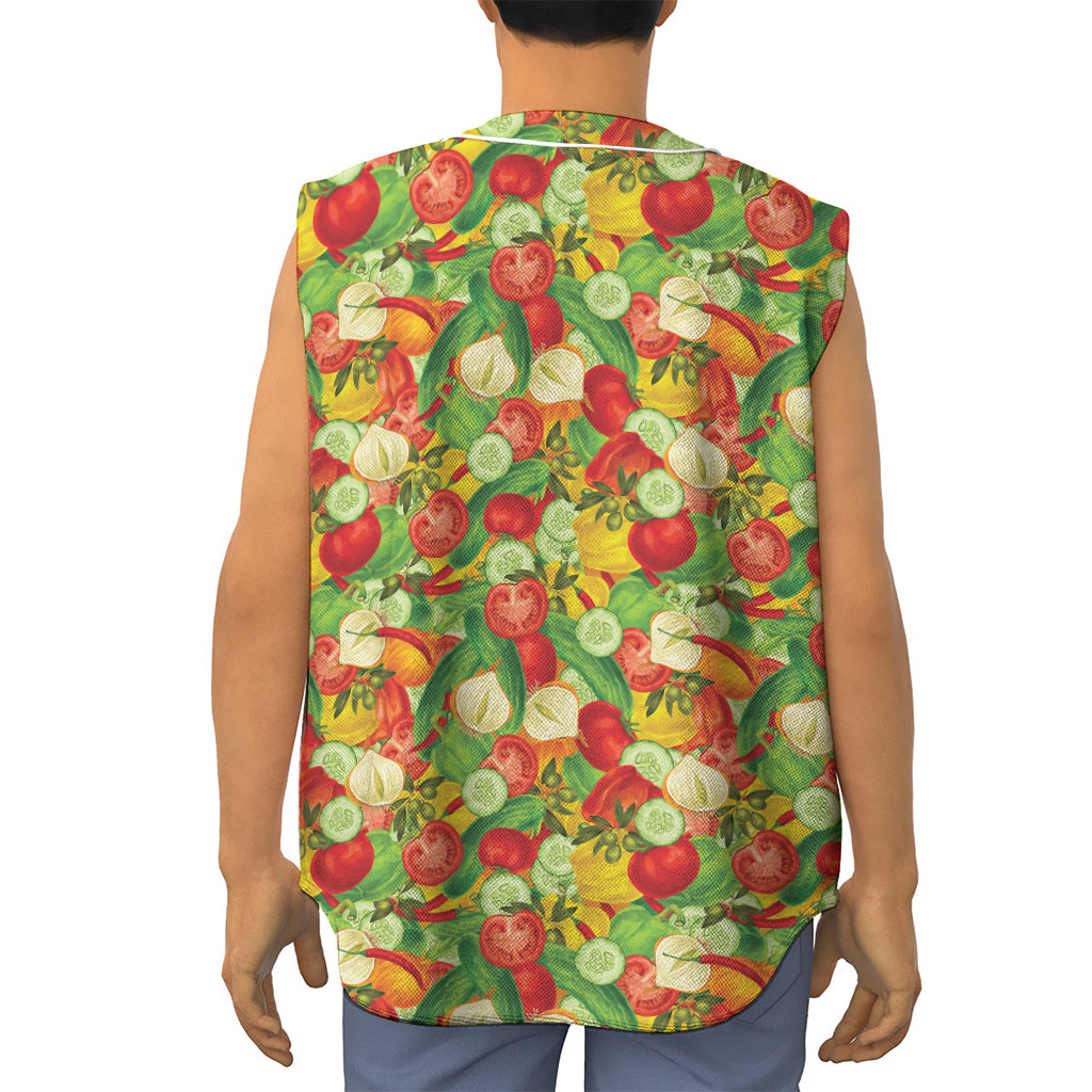 Vegan Pattern Print Sleeveless Baseball Jersey
