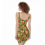 Vegan Pattern Print Sleeveless Bodycon Dress