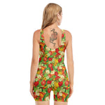 Vegan Pattern Print Sleeveless One Piece Swimsuit