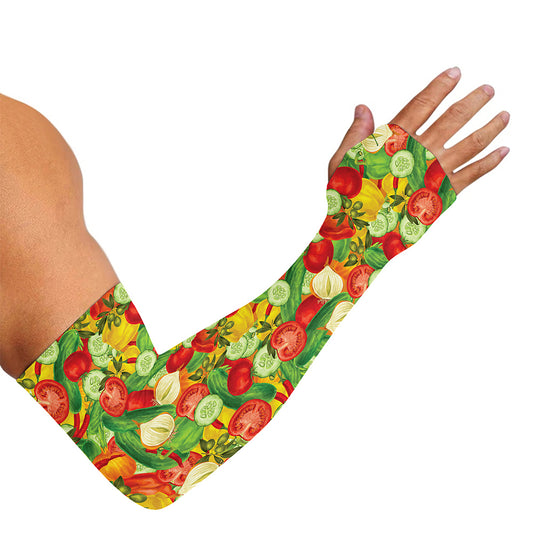 Vegan Pattern Print Sun Protection Arm Sleeves