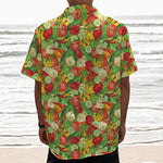 Vegan Pattern Print Textured Short Sleeve Shirt