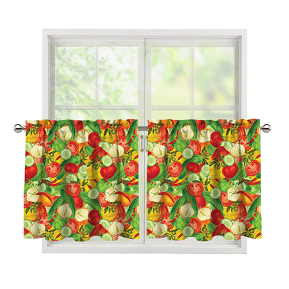 Vegan Pattern Print Tier Curtains