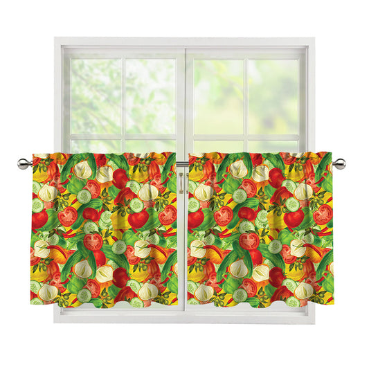 Vegan Pattern Print Tier Curtains