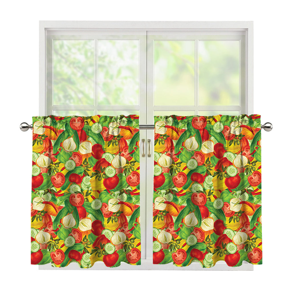 Vegan Pattern Print Tier Curtains