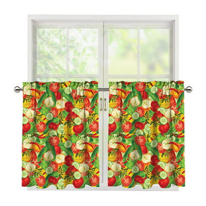 Vegan Pattern Print Tier Curtains